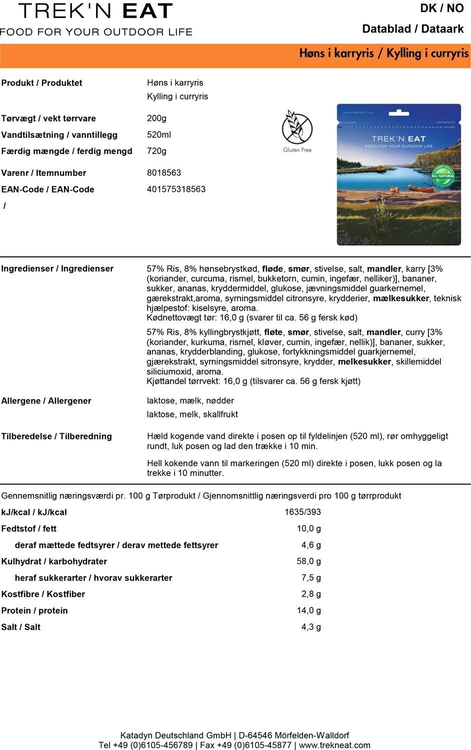 Trek'n Eat Kylling I Karry 2 Trek'n Eat Kylling I Karry - Billede 2