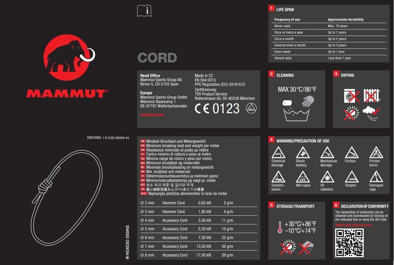 Mammut Accessory Cord 7 Mm, Statisk 2 Mammut Accessory Cord 7 Mm, Statisk - Billede 2